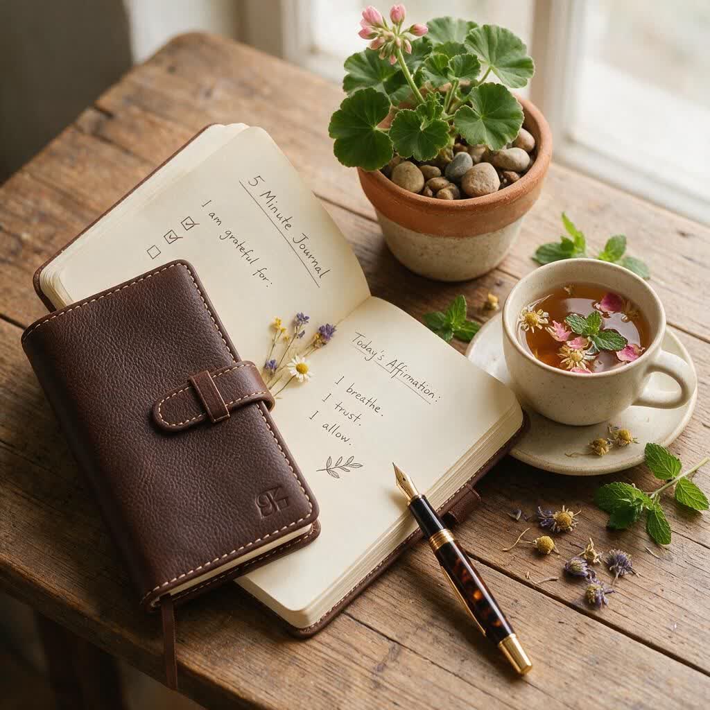 Journal and tea for an evening ritual